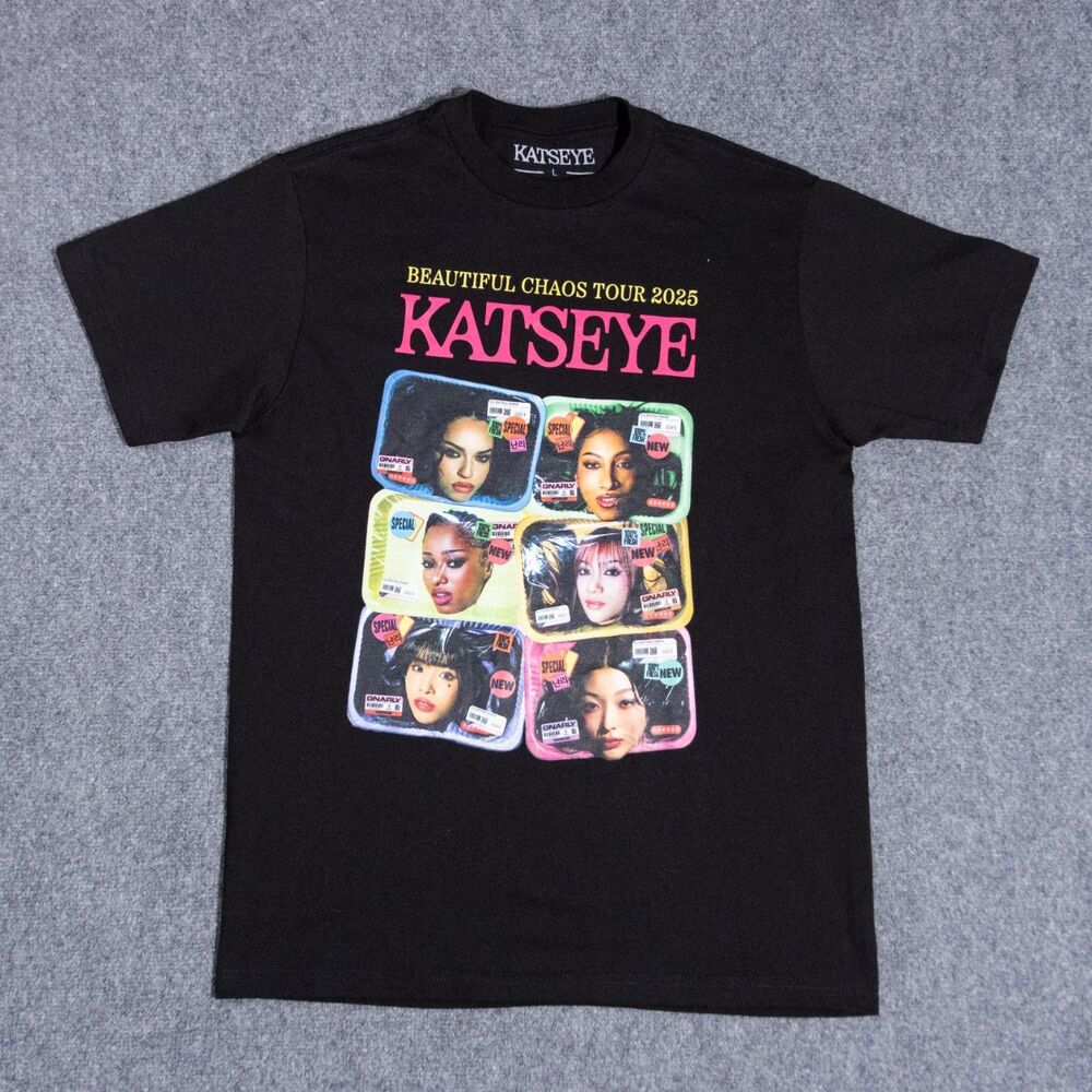 Katseye 2025 Beautiful Chaos Tour Black T-Shirt Large Official Concert Merch